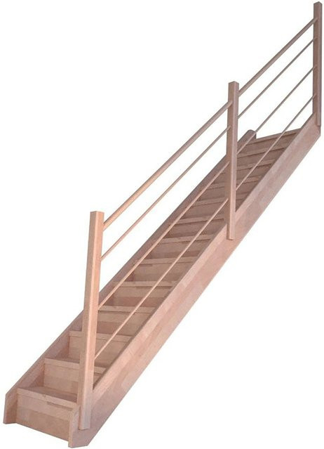 StarWood Treppe Mykonos Pro Gerade in Buche Braun mit Setzstufen und Geländer im Holz-Design - Bild 1