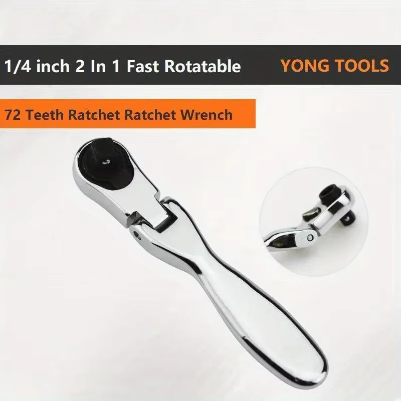 1/4 Zoll Mini-Ratschenschlüssel-Set mit 72 Zähnen, Steckschlüsselstange und 2-in-1-Doppelkopf-Schraubendreher in Silber - Bild 3