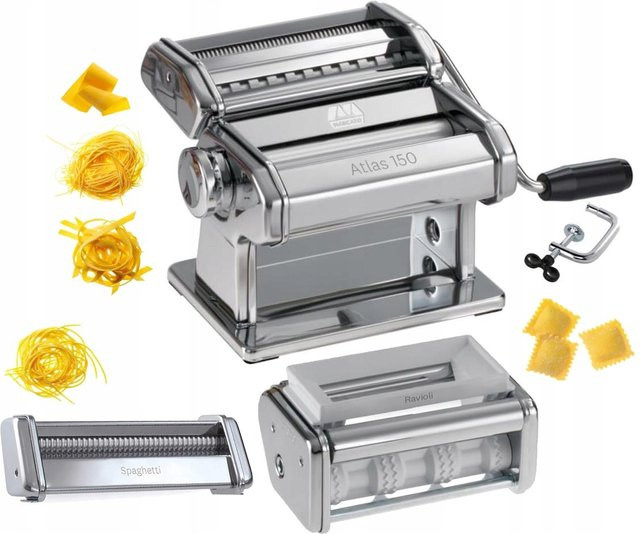 Marcato Atlas GS Pastamaschine Set mit 2 Anhängen in Silber aus Edelstahl und Aluminium - Bild 1