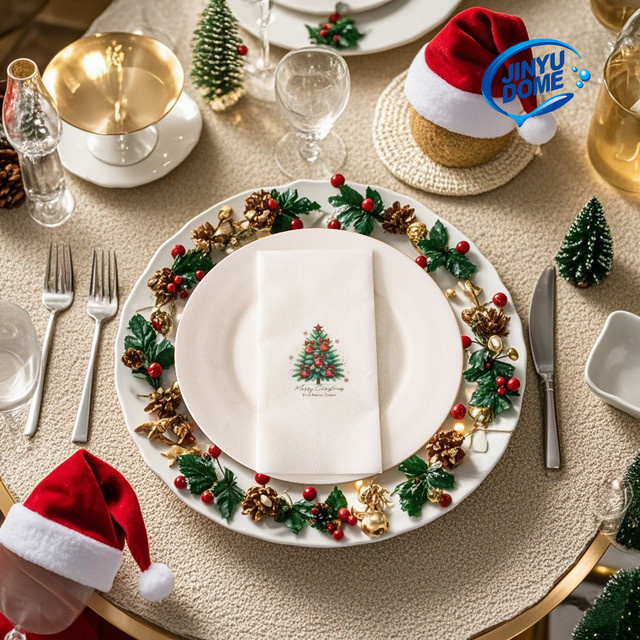 JINYUDOME Einweg-Dinner-Servietten mit Leinengefühl in Weiß, B: 30 cm, B: 40,9 cm - Bild 1