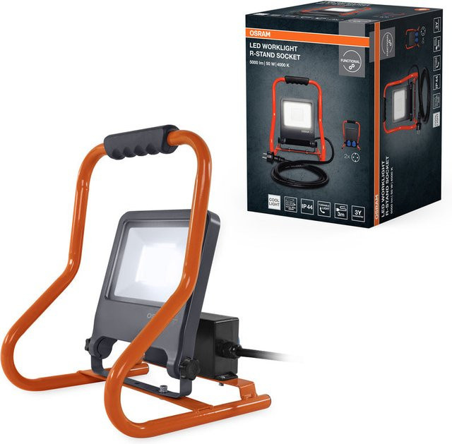 Osram Worklights R-Stand LED Baustrahler mit Mehrfachsteckdose, 50W, 4500lm, 4000K, IP44, Cool White - Bild 1