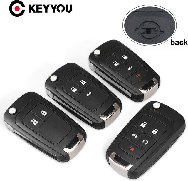 KEYYOU Flip Schlüsselhülle für Opel Vauxhall Insignia Astra J Zafira C Mokka Corsa E, Klappschlüssel Abdeckung, Schwarz - Bild 1