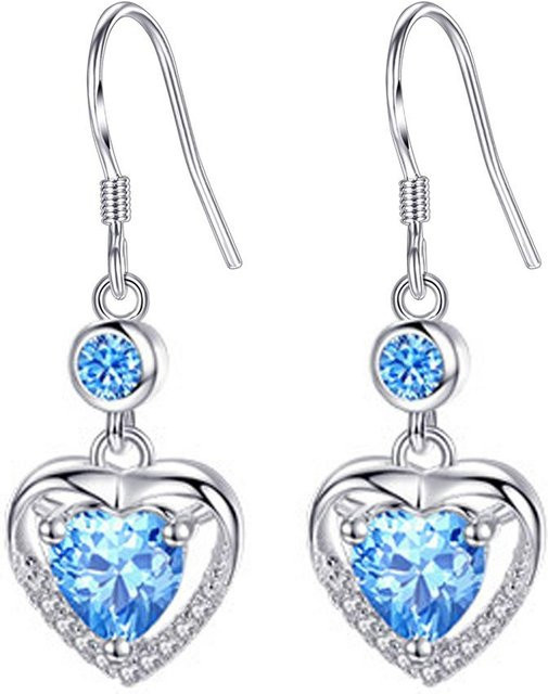 Lucky Star Jewelry Ohrringe, Herzförmig, Kupfer, Silber, Zirkonia, Damen - Bild 1