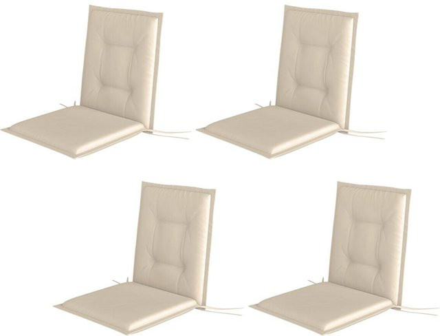 Outsunny Sitzkissen 4er Set beige aus Polyester mit Bindebändern, wasserabweisend und UV-beständig, B/H/L: 50 x 5 x 108 cm - Bild 1