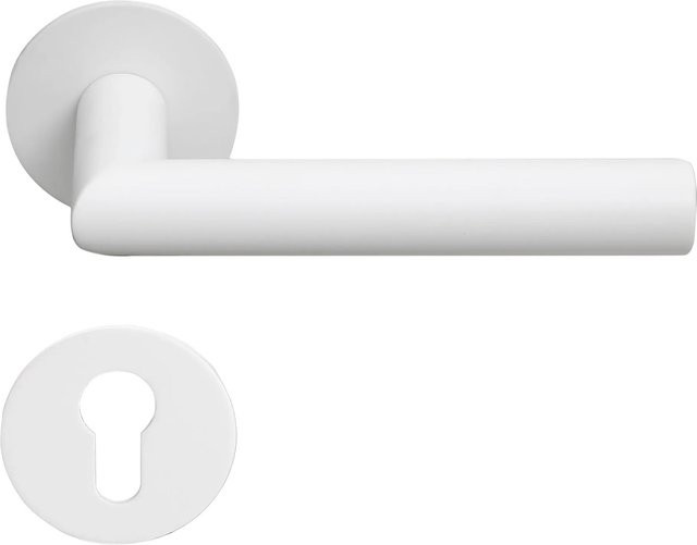 MeinTürgriff Drückergarnitur Toulouse mit Flachrosette in Weiß, Edelstahl, PZ, B/H: 160 x 160 mm - Bild 1