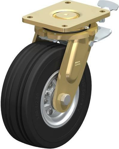 Blickle Lenkrolle LS-VLE 252K-ST-RI4 mit Feststeller, schwarz/mehrfarbig, Rad-Durchmesser: 250 mm, Tragfähigkeit: 600 kg - Bild 1