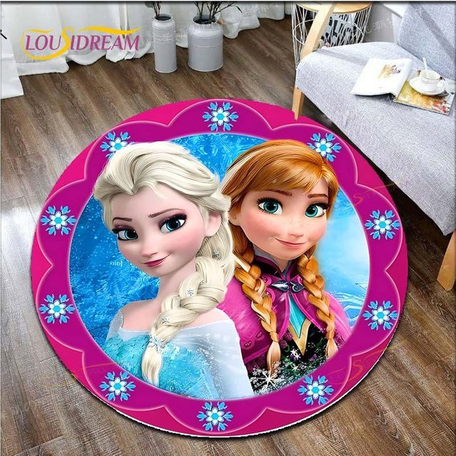 Runder Kinderteppich mit Frozen-Motiv von new Yunheng, Flanell-Bodenteppich für Wohnzimmer und Schlafzimmer, Durchmesser: 150 cm, Mehrfarbig - Bild 1