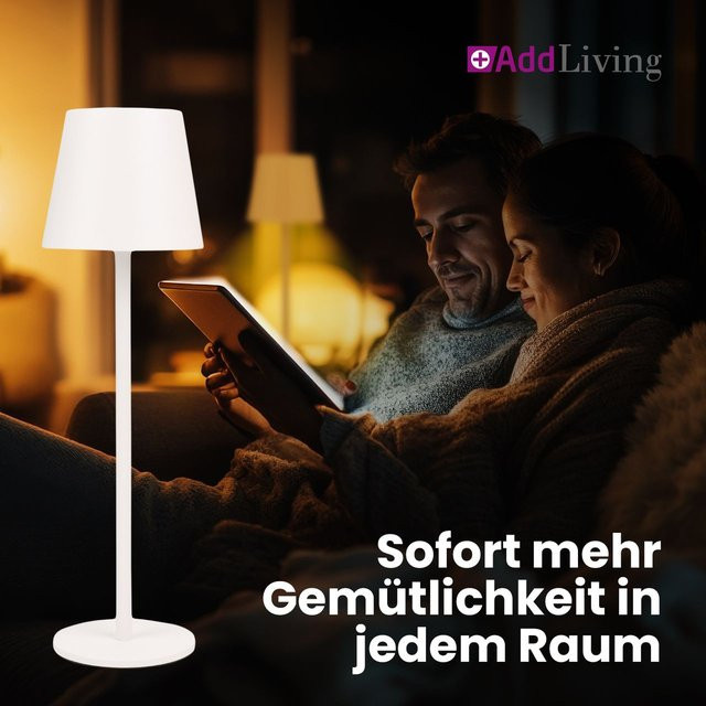 AddLiving Fashion LED Tischlampe in Weiß, dimmbar und wiederaufladbar mit Touch-Funktion - Bild 1