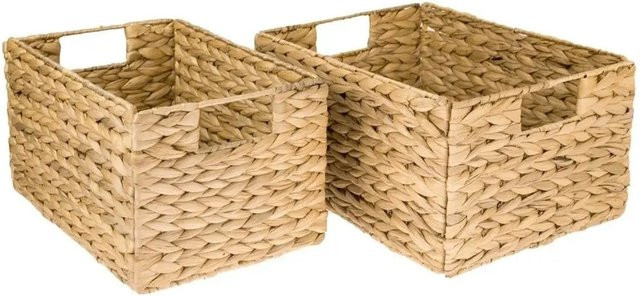 HMF Aufbewahrungskorb aus Wasserhyazinthe und Seegras mit Metallrahmen, beige, B/T/H: 36 x 28 x 20 cm - Bild 1