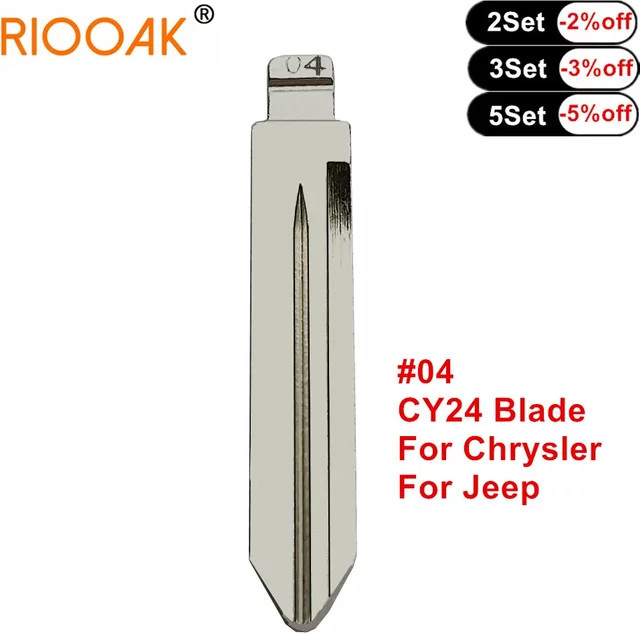 10er Set KD Schlüssel Blank Metall Uncut Flip Blade Typ 04 CY24 Universal für Jeep Dodge Chrysler in Silber - Bild 1