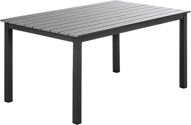SOLAX-SUNSHINE Alu-Gartentisch Genua in Grau-Anthrazit mit Holz-Elementen, B/T: 140 x 90 cm, H: 74 cm - Bild 1