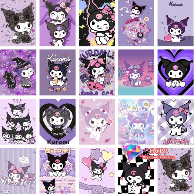 TOPTOY Kuromi und My Melody Diamant-Malerei-Set DIY-Mosaik in Mehrfarbig, Rund - Bild 1