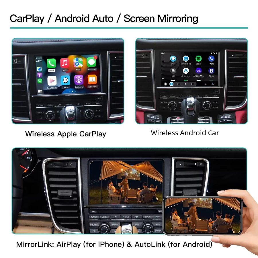 CARABC Drahtloses CarPlay und Android Auto Interface für Porsche PCM3.1 und PCM4.0 in Schwarz mit Wi-Fi und Bluetooth - Bild 4