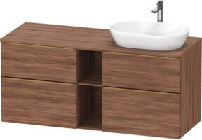 Duravit Waschtischunterschrank D-Neo Wandmontage Braun Matt mit Schubladen und offenen Regalfächern B/T/H: 140 x 55 x 66,4 cm - Bild 1
