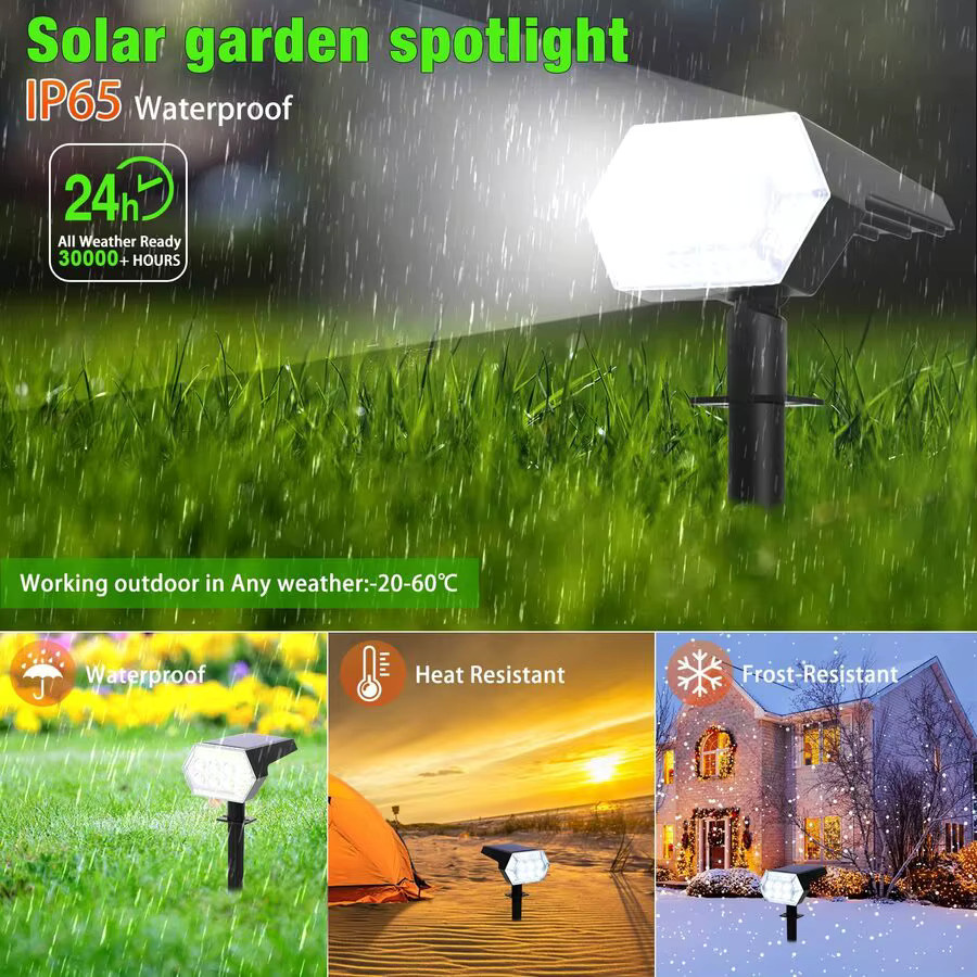 Solar-LED-Außenstrahler Set in Schwarz mit 108 LEDs, IP65 wasserdichte Wandleuchte mit Dämmerungssensor für Garten, Terrasse und Hof - Bild 2
