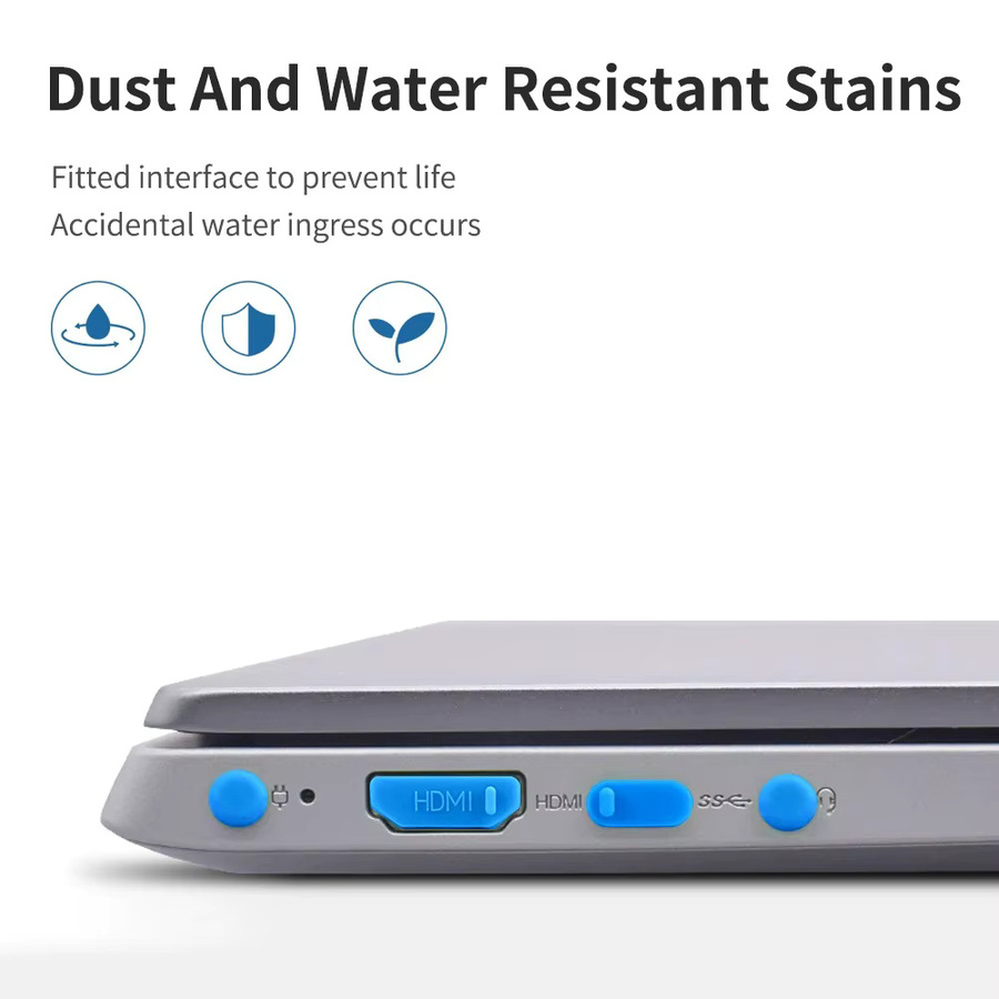 Universal USB Typ C Staubschutz Kappen aus Silikon für Laptop und Notebook, Set in Schwarz und Blau - Bild 2