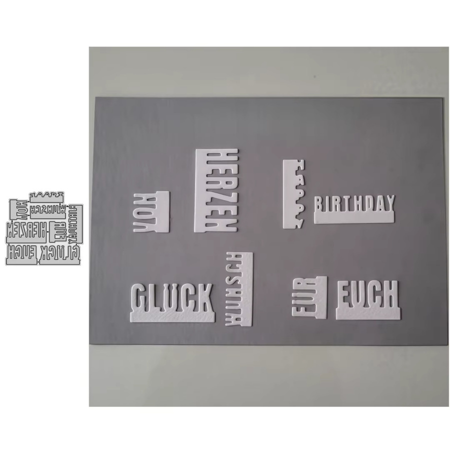 Metallform mit deutschem Grußtext 2026 in Silber zum Schneiden von Papier und Basteln von Karten, Geschenkboxen und Scrapbook-Weihnachts-DIY-Projekten - Bild 2