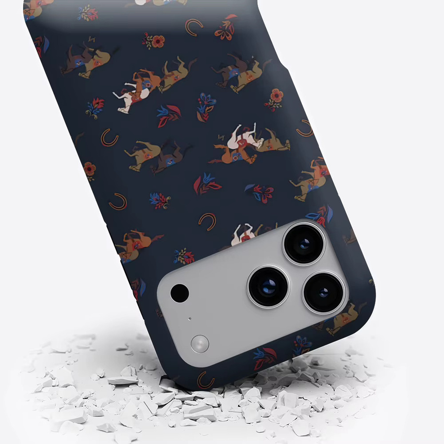 Robuste doppelschichtige Handyhülle mit nächtlichen Pferden für iPhone 17 16 15 14 13 Pro Max Plus mit Magnetfunktion in Blau von Potdemiel - Bild 3