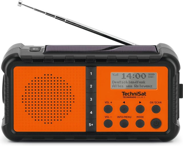 TechniSat TechniRadio Solar 2 DAB+ UKW Radio in Orange/Schwarz mit Solarpanel, Handkurbel und Taschenlampe - Bild 2