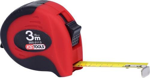KS Tools Maßband aus Bandstahl mit Feststeller, Schwarz-Rot, 3 m - Bild 1