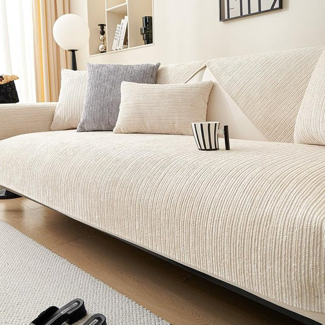 BC Pet Supplies Sofabezug aus Chenille in Beige, wasserdicht und rutschfest, universeller All-Inclusive-Schutz für dein Sofa, B/L: 110 x 240 cm - Bild 1