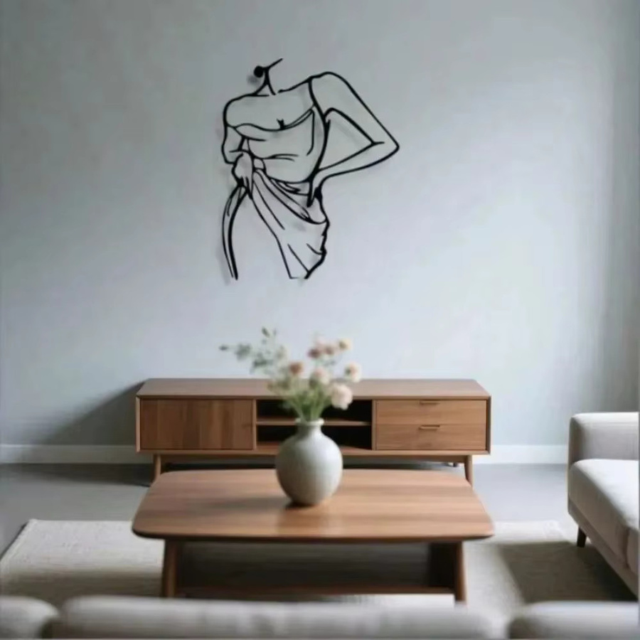 CIFBUY Moderne Metall-Wandkunst Frauensilhouette in Schwarz als abstrakte Eisenskulptur - Bild 3