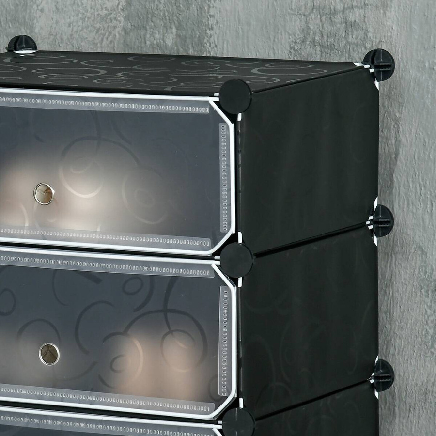 HOMCOM Schuhschrank modern aus Kunststoff und Stahl in Schwarz, B/T/H: 36,5 x 49 x 108 cm - Bild 4