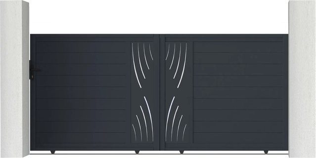 Casanoov Elektrisches Schiebetor Veleta aus Aluminium mit Schiebetorantrieb Ranger C300, Farbe: Anthrazit/Grau, Höhe: 160 cm, Breite: 350 cm - Bild 1