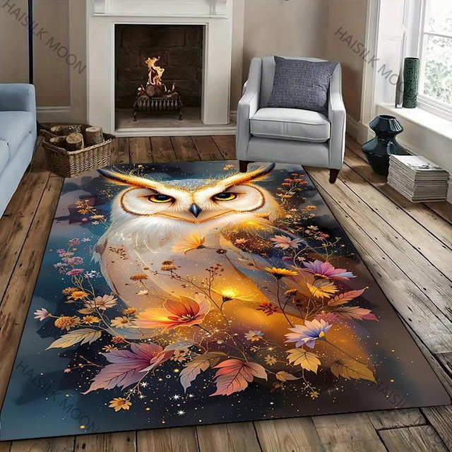 Lumi Home Eule Teppich im Dark Style, Maschinenwaschbar, B/H: 60 x 40 cm - Bild 1