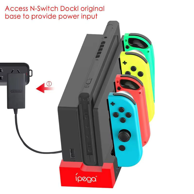 AyeBeau Ladestation für Nintendo Switch und Nintendo Switch OLED Joycon Controller in Schwarz - Bild 3