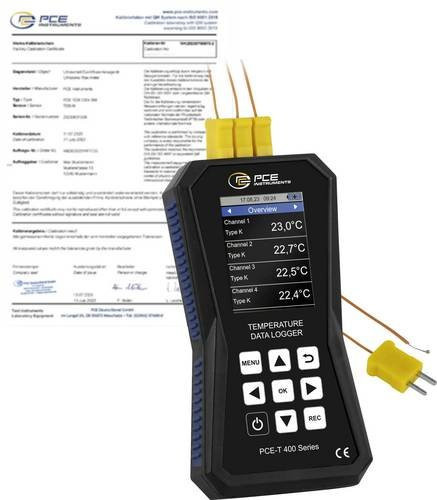 PCE Instruments 4-Kanal Thermoelement Datenlogger PCE-T 420-ICA in Schwarz mit ISO-Zertifikat und PC-Software - Bild 1