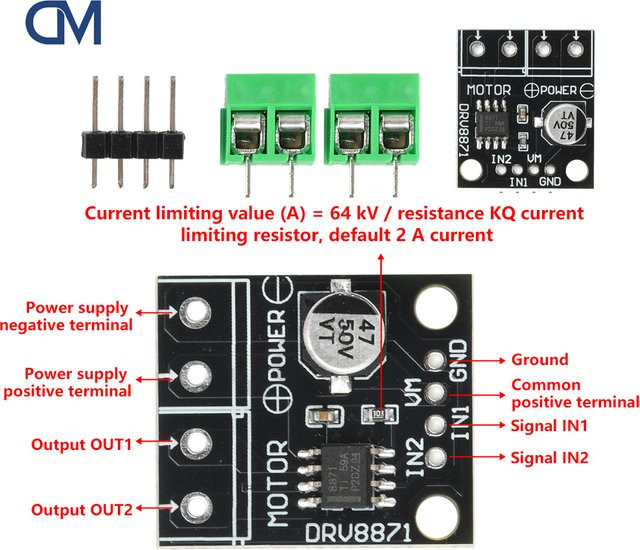 diymore DRV8871 H-Brücke Motortreibermodul DC 6,5–45 V, 3,6 A PWM Gleichstrommotorsteuerung für DIY-Roboter, Schwarz - Bild 1