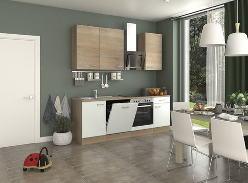 Flex-Well Küchenzeile Samoa mit Elektrogeräten in Weiss, Breite: 220 cm - Bild 1