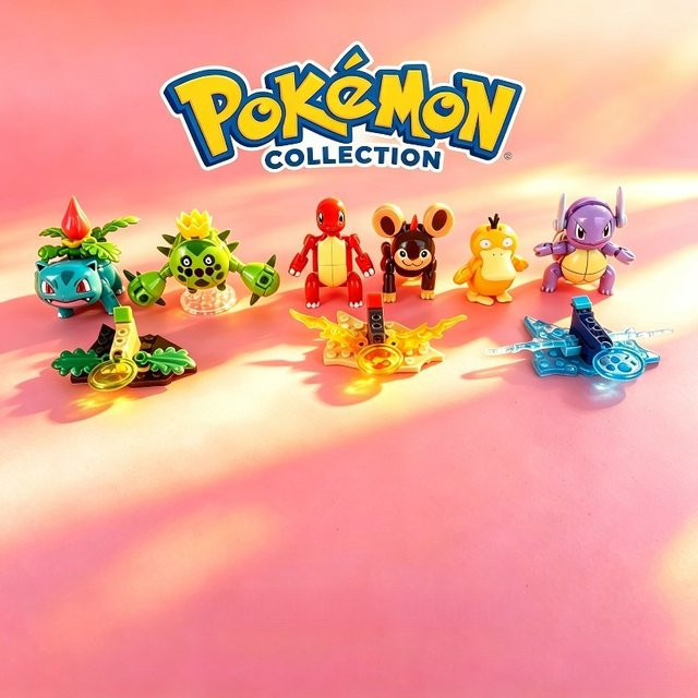 Potdemiel Pokemon Bausteine-Set, 6-teiliges Set, Bewegliche Figuren - Bild 1