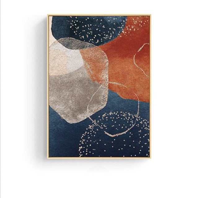 TPFLiving Leinwandbild Nordic Art Abstrakte Formen in Braun, Beige und Blau, B: 60 cm, H: 80 cm - Bild 1
