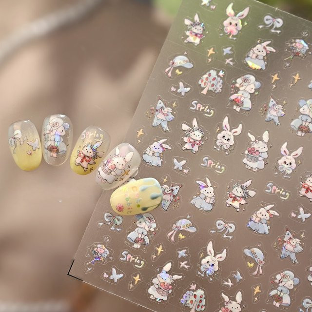 NAILFYOU Fantasy Laser Bunny Nagelkunst-Aufkleber, Schimmernd - Bild 1
