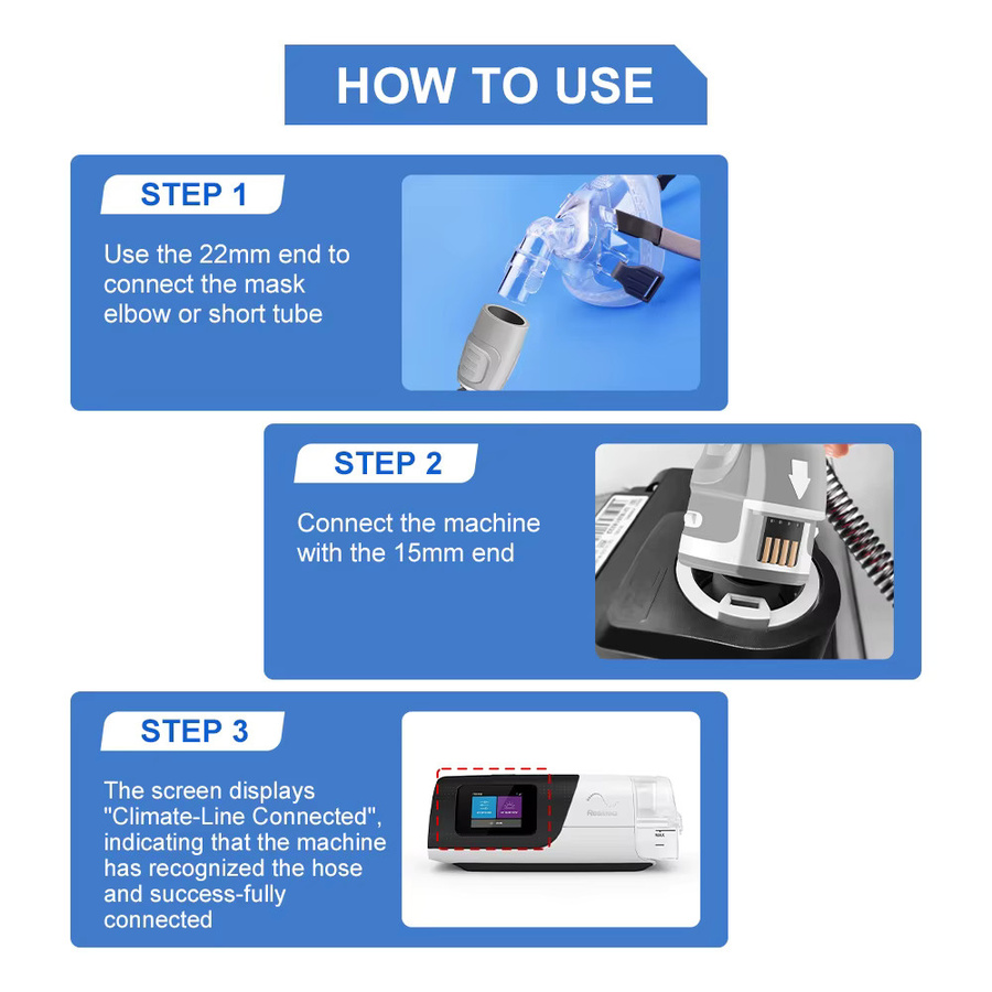 SALORIE Beheizter CPAP Schlauch für Airsense 11 und Aircurve 11 mit Wasserkammer-Tank in Grau - Bild 4