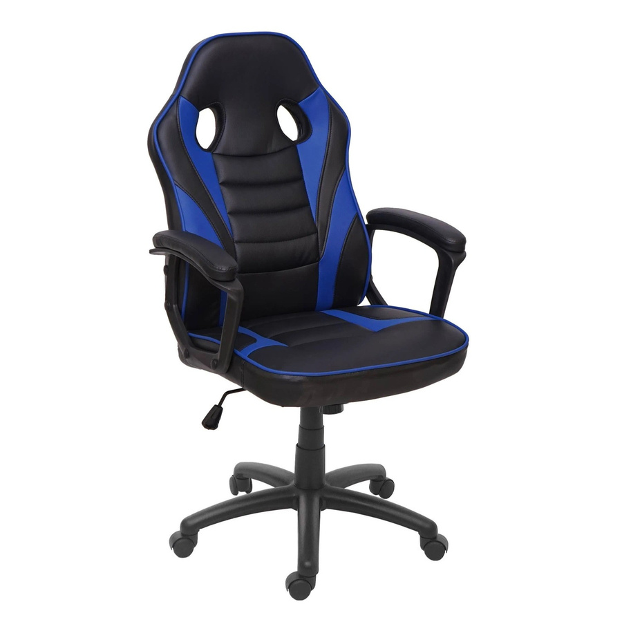 Proregal Gaming-Chair Racing-Chair Bürostuhl in Schwarz-Blau aus Kunstleder und Stoff, H x B x T: 119 x 63 x 64 cm, Sitzhöhe: 44 cm - Bild 2