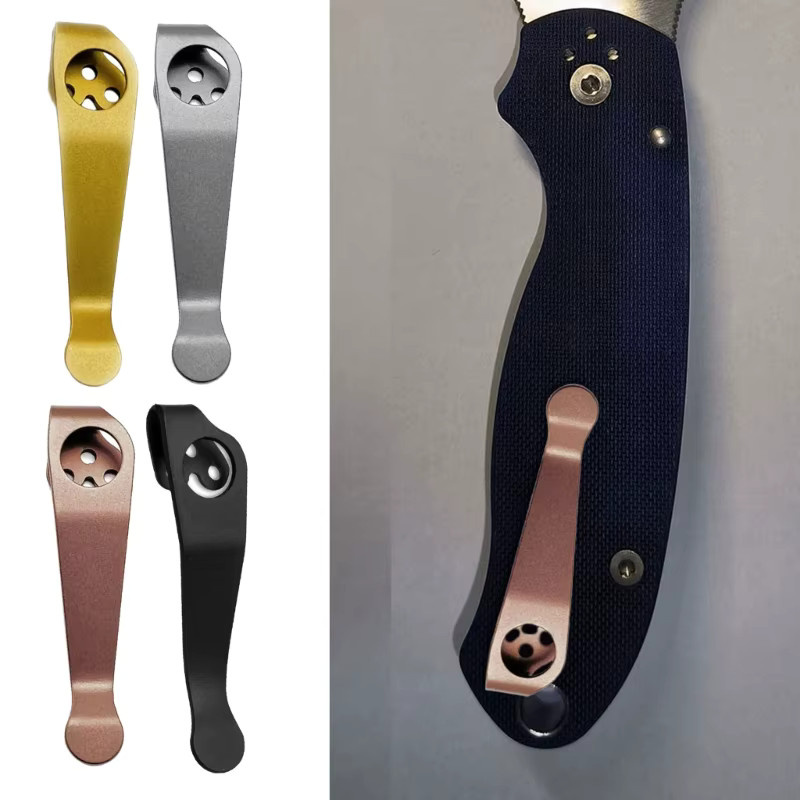 OOTDTY Rückenclip aus Titanlegierung für DIY-Klapptaschenmesser in Schwarz - Bild 4