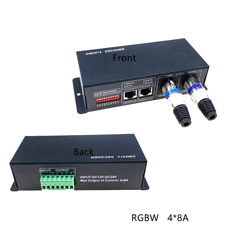 Lebeisenf DMX512 RGBW LED Decoder 4 Kanal Dimmer Controller für DC12V 24V mit XLR Stecker für LED Lichtstreifen und Bühnenanwendungen - Bild 2