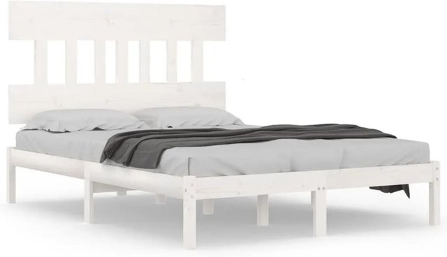 vidaXL Massivholzbett aus Kiefer in Weiß, B/T: 160 x 200 cm - Bild 1