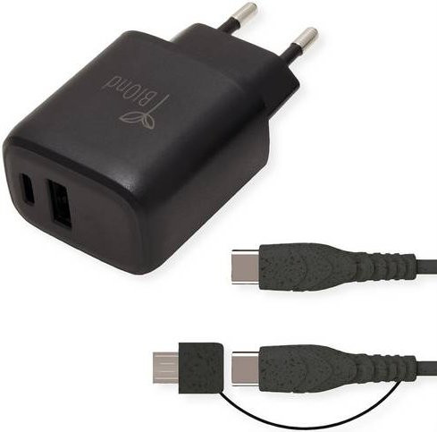 BIOnd BIO-CMC-20W PD 20W Dual Port Ladegerät mit USB-C Kabel in Schwarz - Bild 1