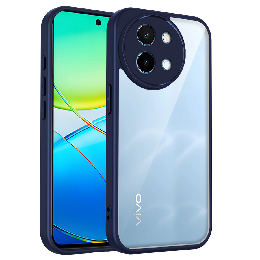 Vivo Y38 und Vivo Y58 5G Handyhülle mit Air Cushion Silikon Bumper und matter Hartschale in Transparent/Schwarz - Bild 2
