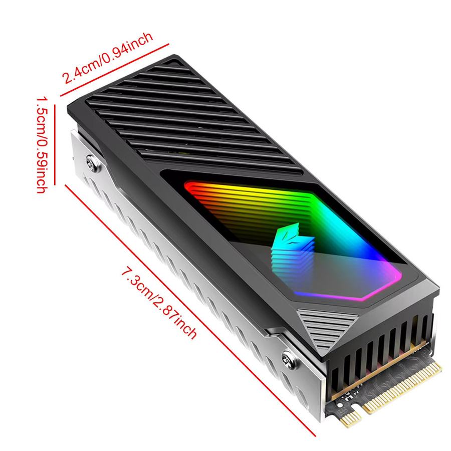 ALLOYSEED M.2 2280 SSD Kühler aus Aluminiumlegierung mit integriertem 5V 3 Pin ARGB Lüfter in Schwarz - Bild 4