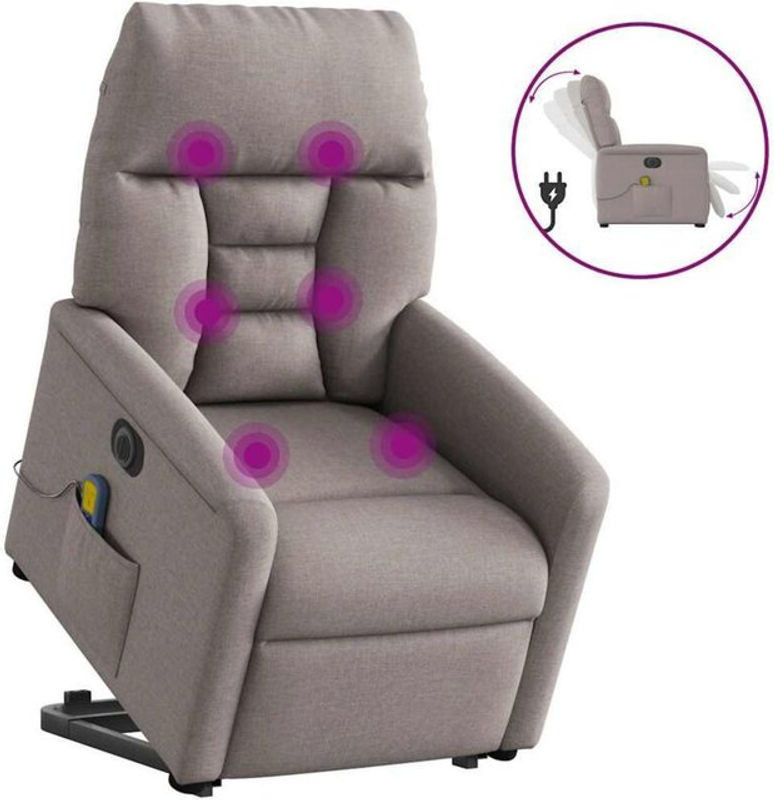 Elektrischer Massagesessel mit Aufstehhilfe von vidaxl in Taupe meliertem Stoff - Bild 1
