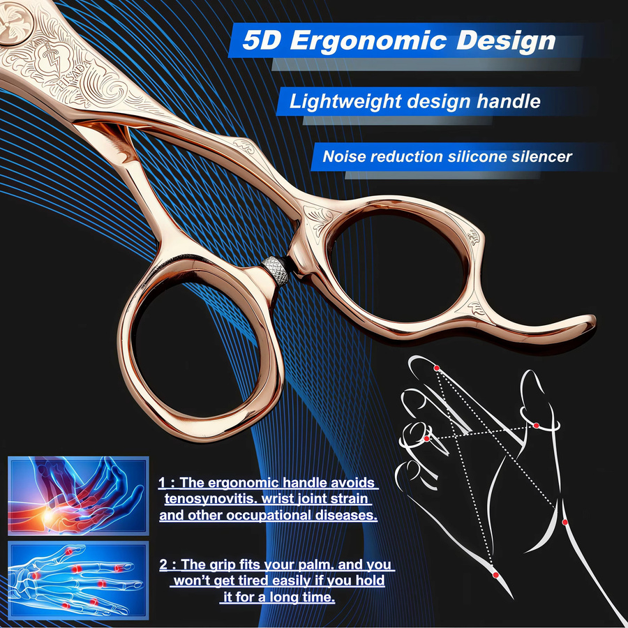 HISADA Friseurscheren, VG10-Material, Roségold, 6-7 Zoll, Unisex - Bild 5