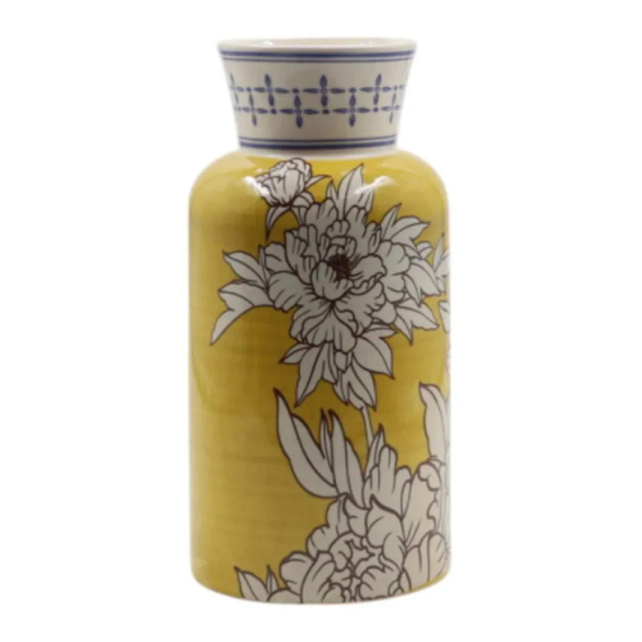 Mansion Sunshine Bloom Keramikvase mit Blumenmuster in Gelb, Höhe: 24 cm - Bild 1