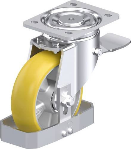 Blickle Stahlblech-Lenkrolle LH-ALTH 160K-ST-CO-FS in Silber und Gelb mit Rad-Durchmesser 160 mm und einer Tragfähigkeit von 750 kg - Bild 1