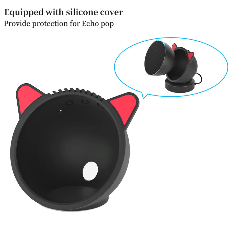 LIBOER Batteriebasis für Echo Pop, tragbare Lade-Dockingstation mit Katzenohren und schützender Silikonabdeckung, Farbe: Lila - Bild 4