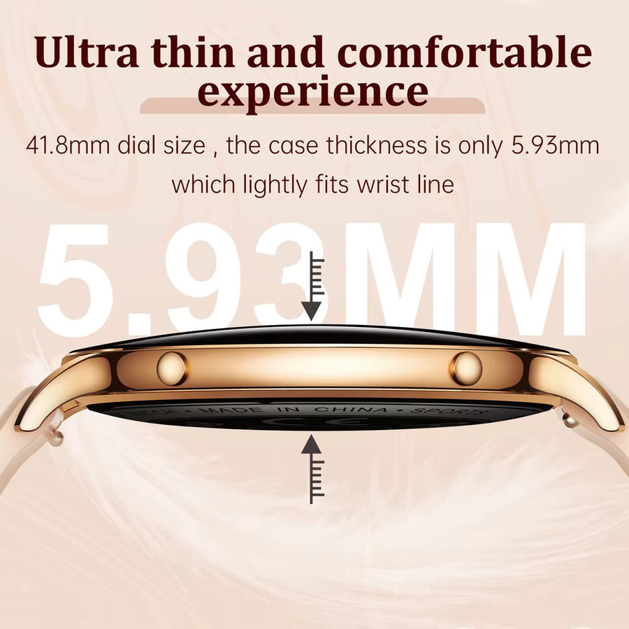 ChiBear Smartwatch für Damen in Gold mit AMOLED HD Display, GPS-Tracking, Bluetooth-Anruffunktion und wasserdichtem Design - Bild 2